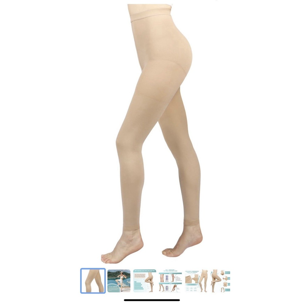 Compression Tights Womens 20-30 mmHg Footless Graduated Support Leggings Edema M